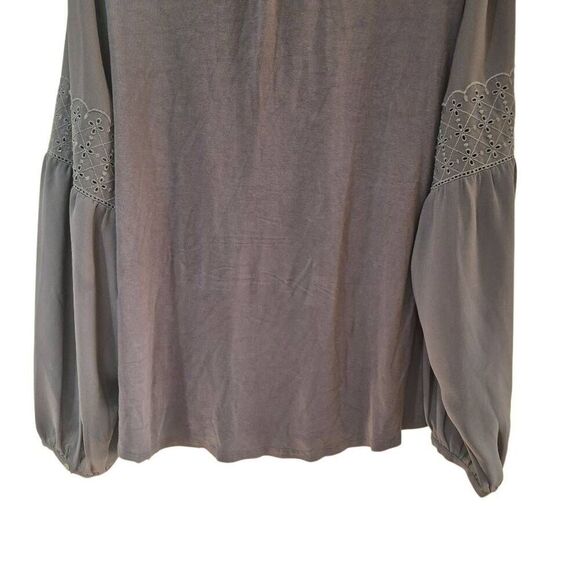 Loft Women's Gray Poly Long Sleeve Blouse - Picture 5 of 11